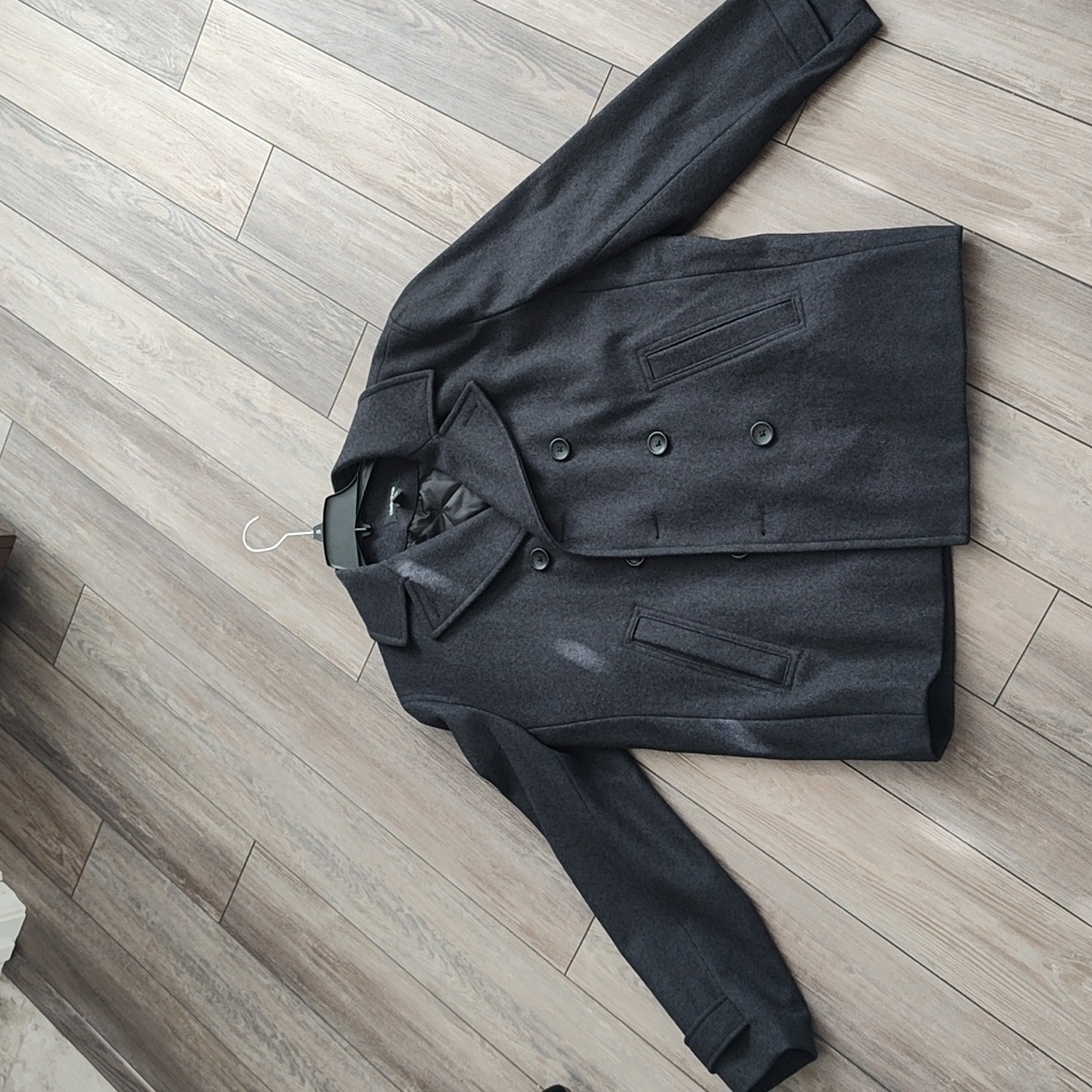 Liz Claiborne men's pea coat | Large | black / charcoal